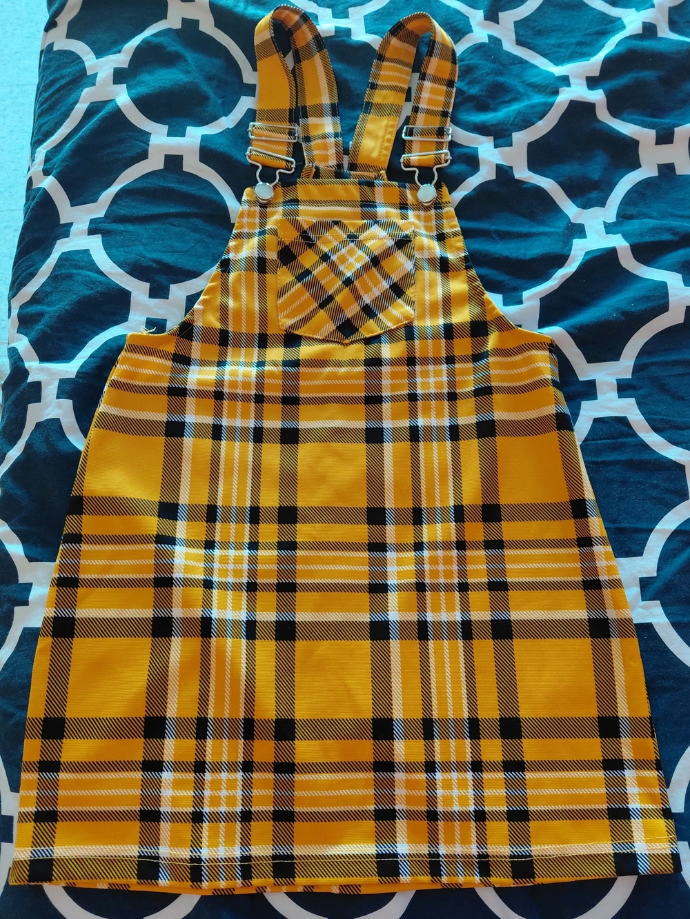 Jolie & Joy Yellow Plaid Overall Pinafore Dress Kids Girls Size - M